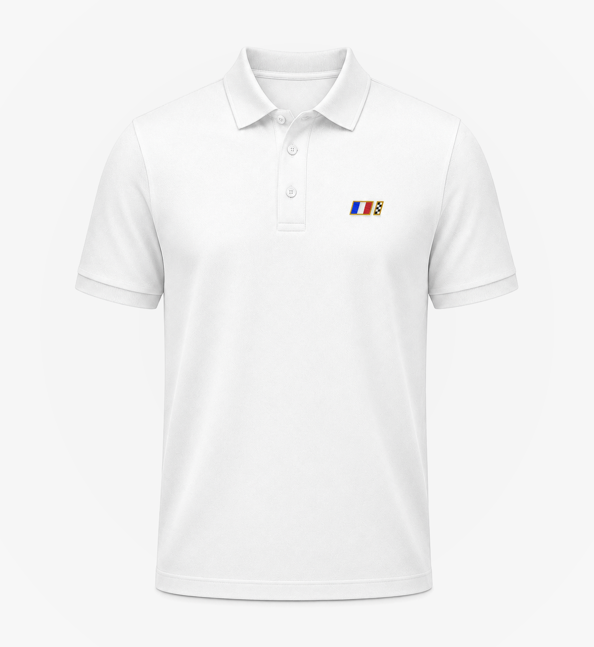 White organic cotton Heritage France polo with embroidered French racing badge