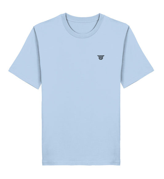 Black organic cotton t-shirt with embroidered TED monogram badge on chest